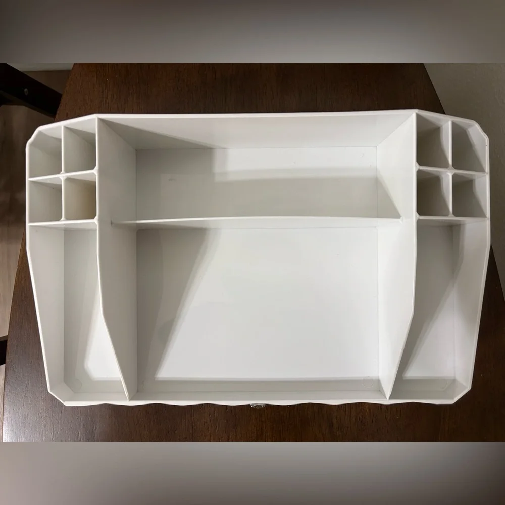 Elegant White Makeup & Jewelry Organizer with multiple compartments